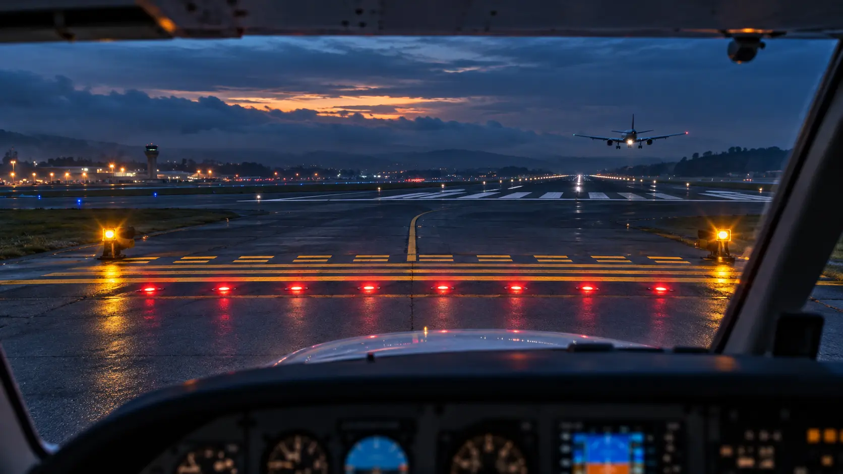 سناریوی Runway Incursion در تقاطع تاکسیوی و باند با Hold Short و Stop Bar